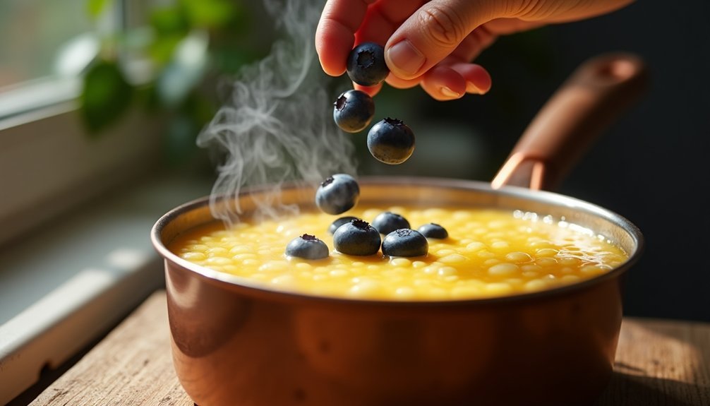 add blueberries to mixture