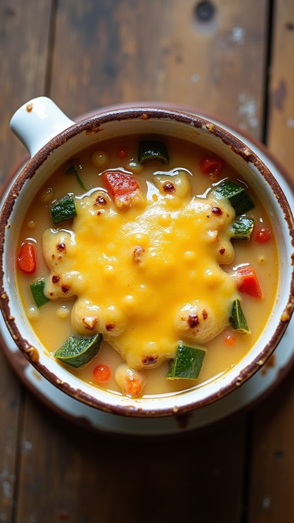 Cheese Topped Vegetable Soup