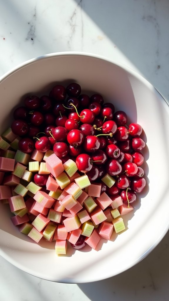 add cherries and rhubarb
