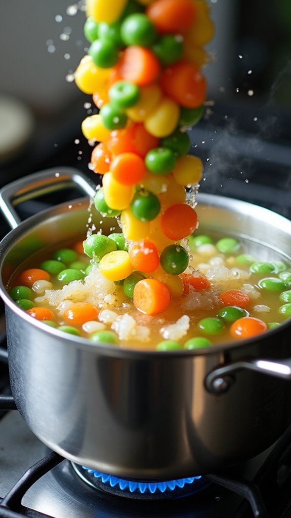 add veggies and broth