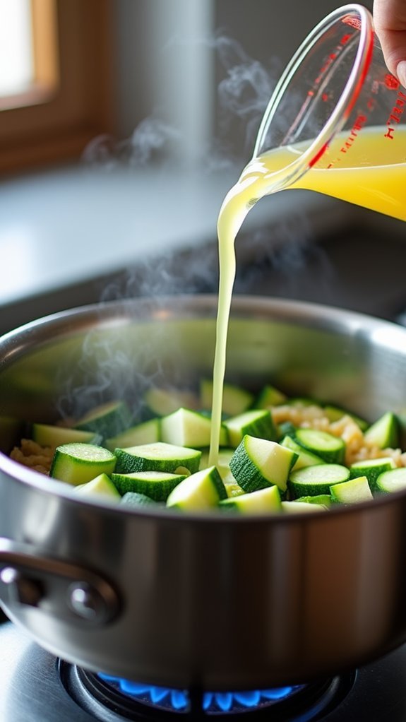 add zucchini and broth