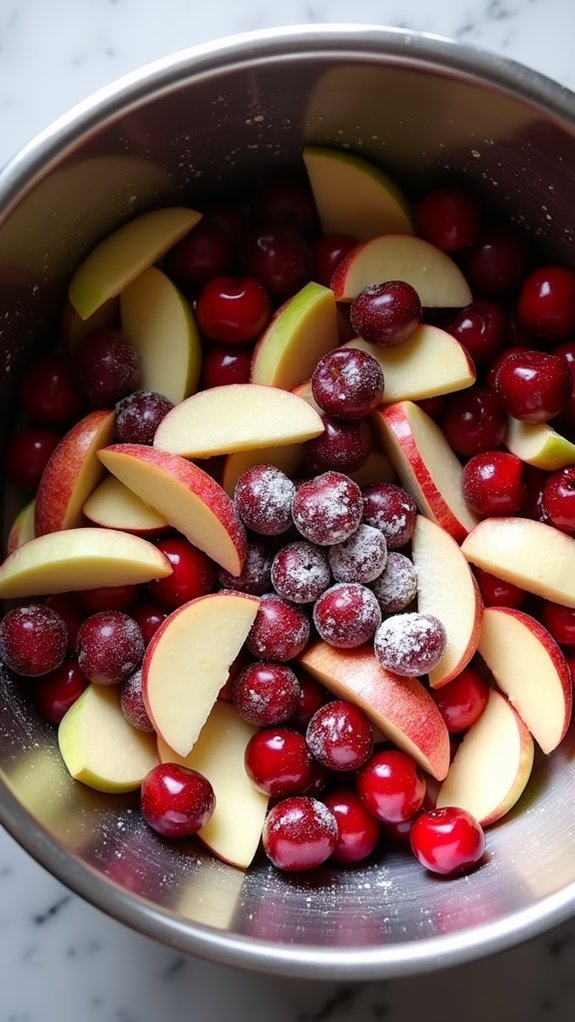 combine fruits with sugar