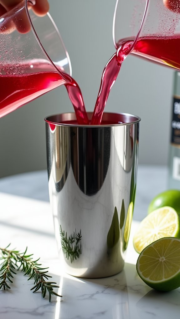 combine liquids for flavor