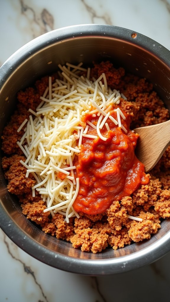 combine rice and cheese