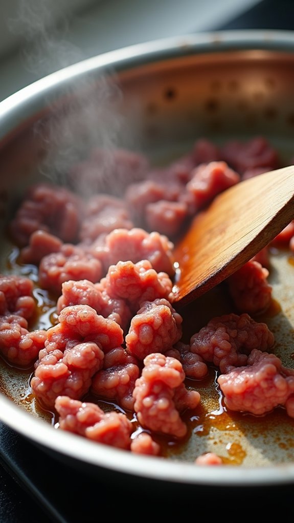 cook and remove excess fat