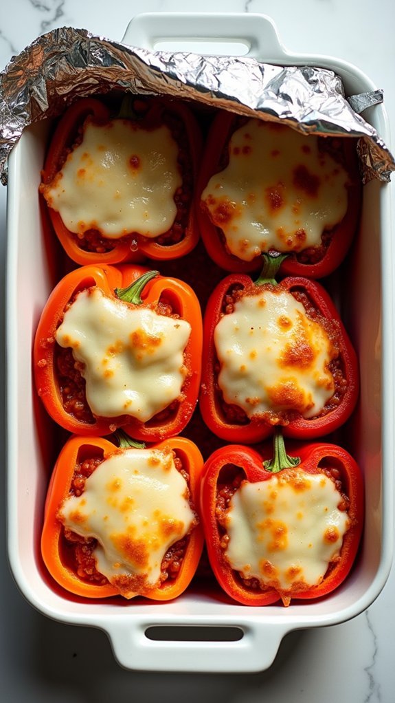 cover and bake peppers