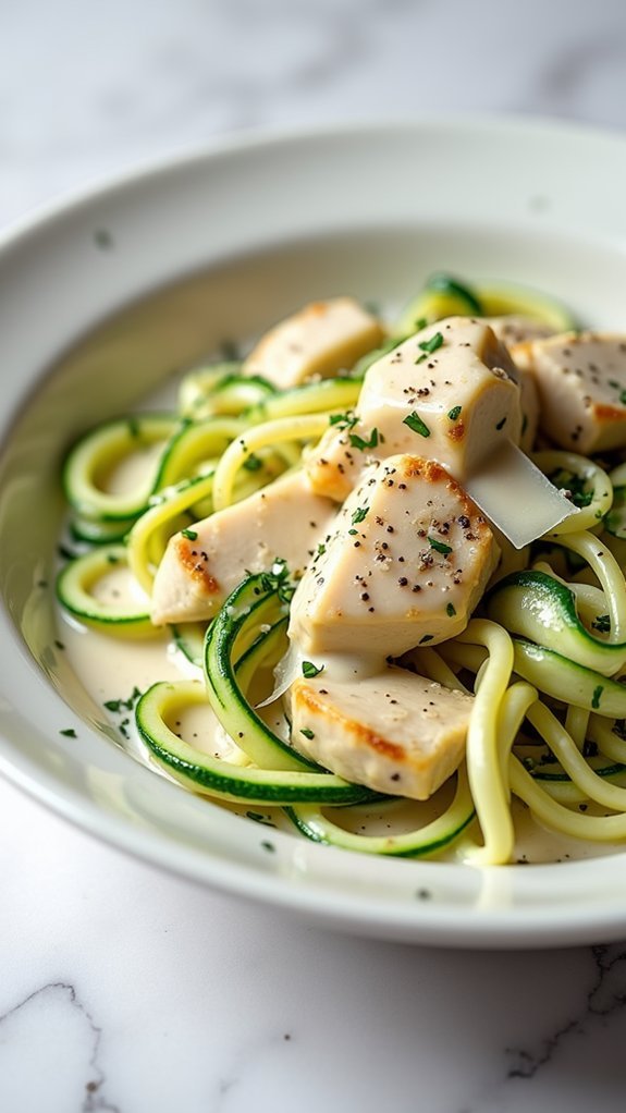 creamy chicken zoodle spaghetti