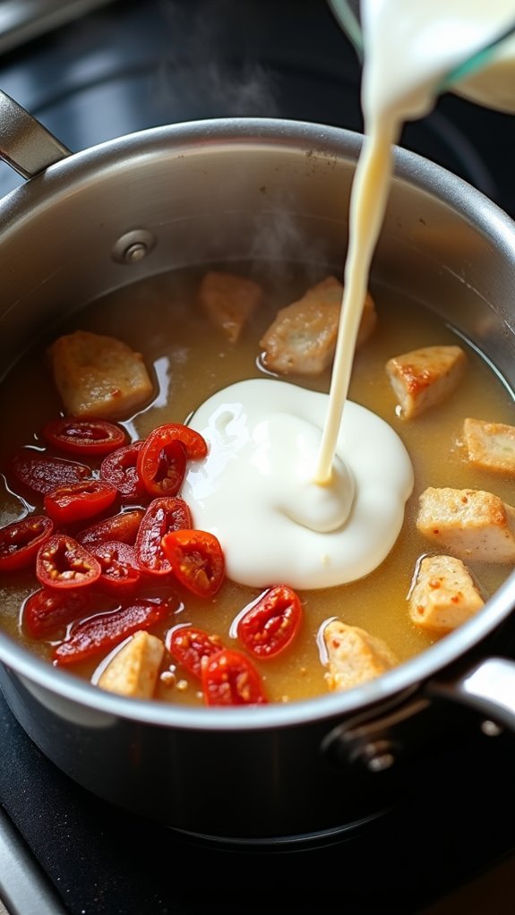 creamy tomato mixture preparation