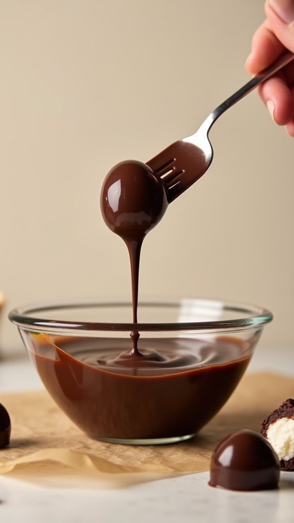 dip eggs into chocolate