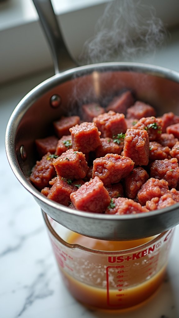 drain excess fat from beef