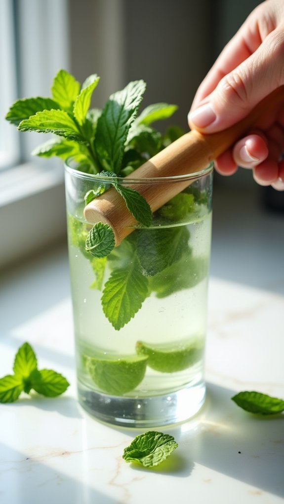gently muddle fresh mint