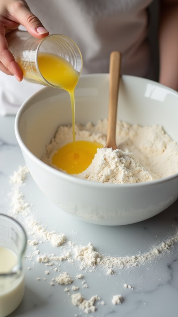 gradually incorporate wet ingredients