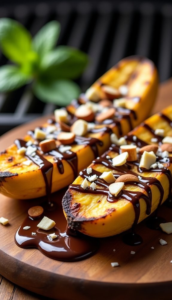 grilled bananas with chocolate