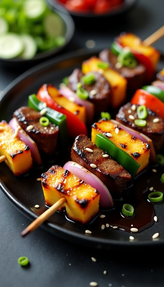 grilled teriyaki beef skewers