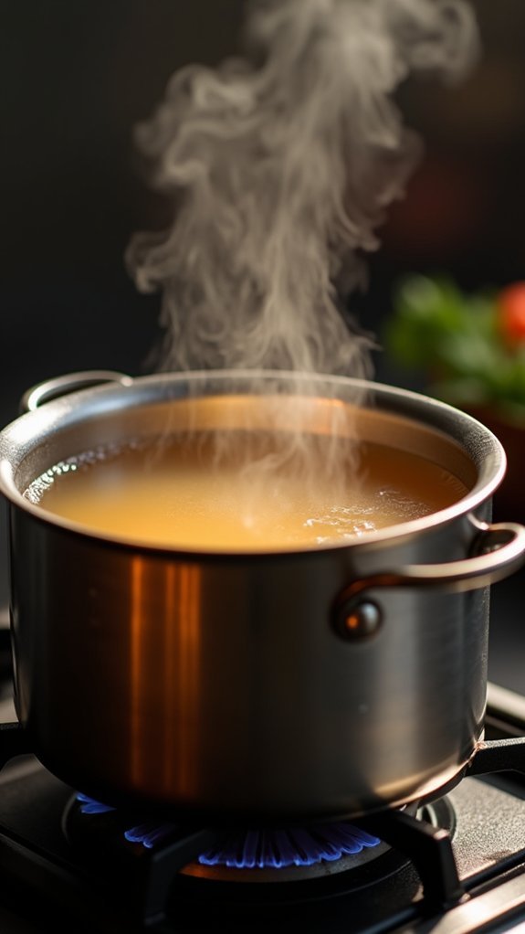 heat broth in pot