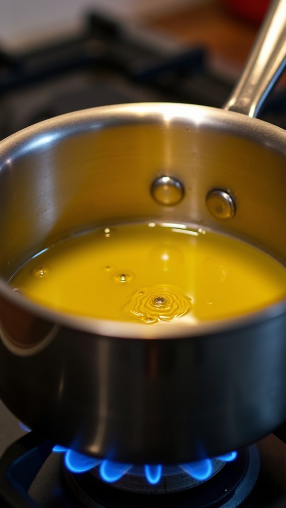heat oil in pot