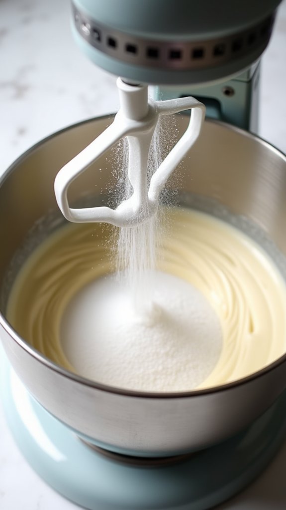 mix in sugar gradually