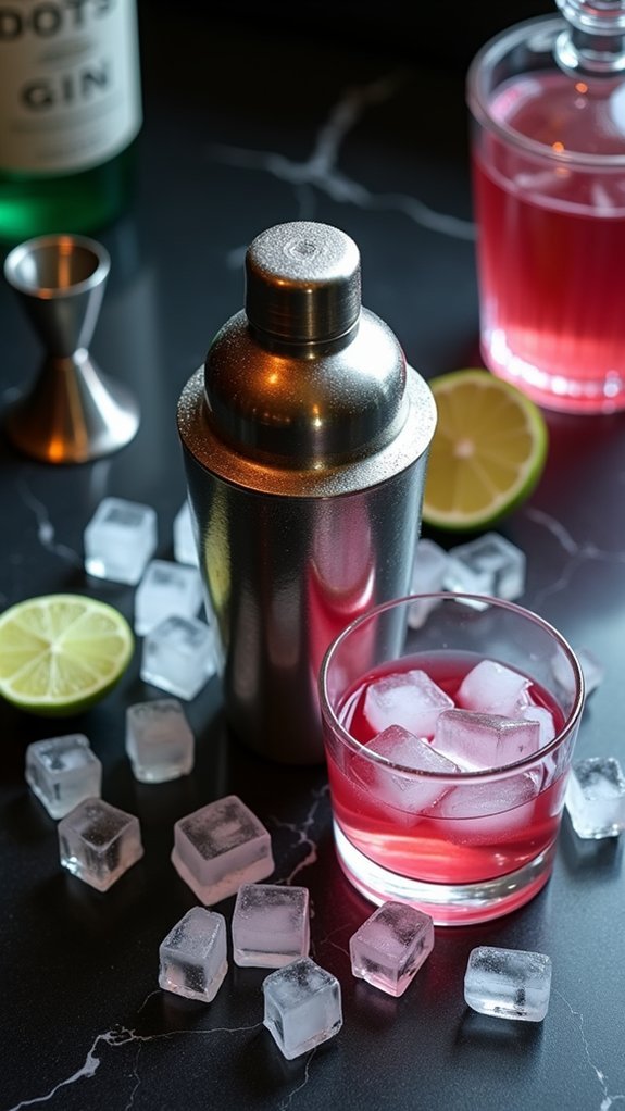 mix ingredients and ice