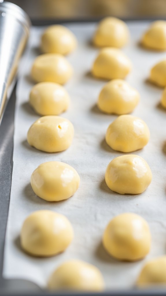 pipe dough onto tray