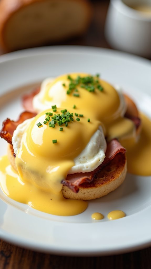 poached eggs on english muffin