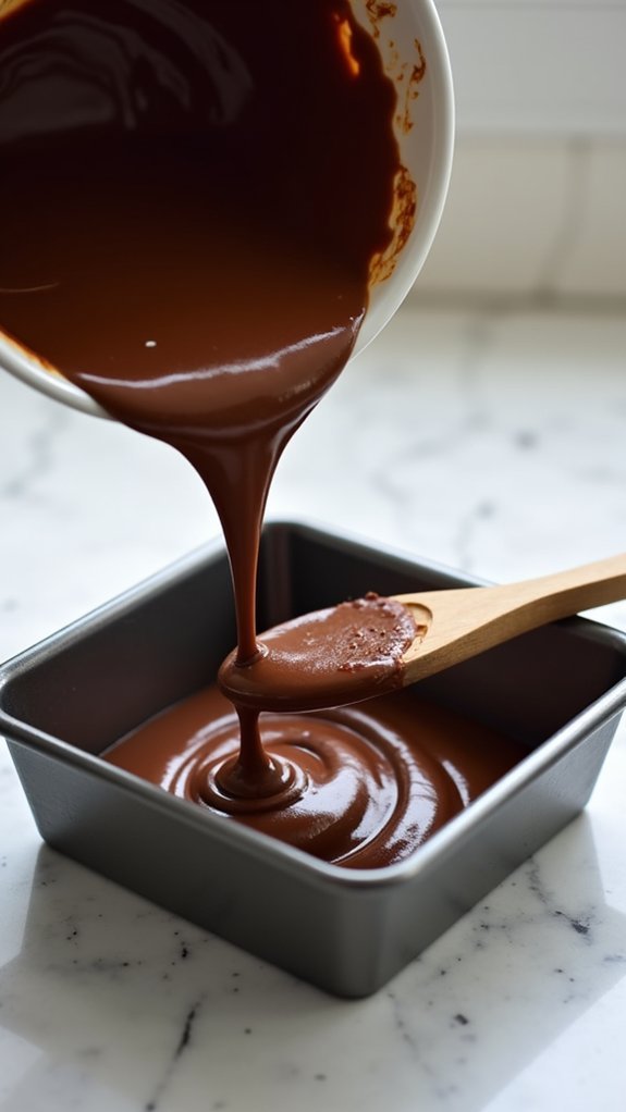 pour batter into pan