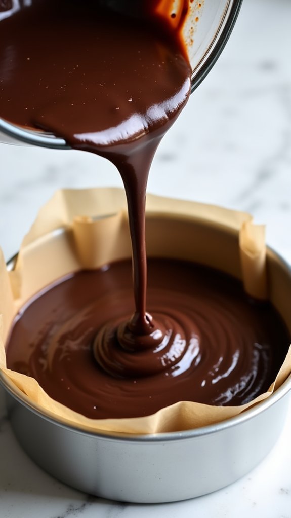 pour batter into pan