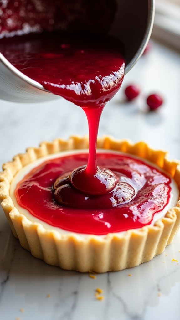 pour cranberry filling mixture