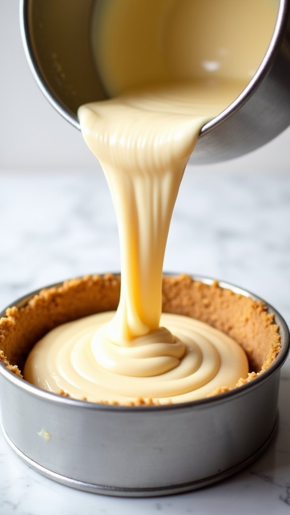 pour filling into crust