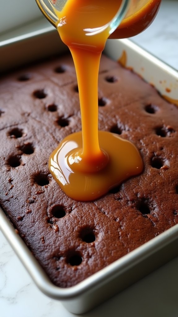 pour warm caramel sauce