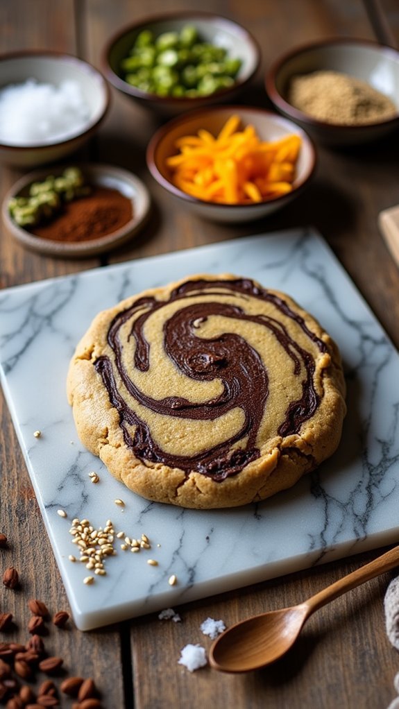 Dark Chocolate Tahini Swirl Cookies