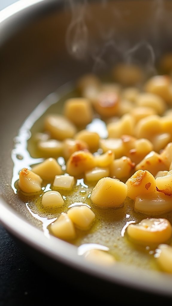 saut garlic until golden