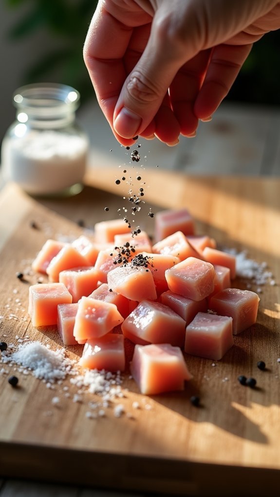 season chicken pieces well