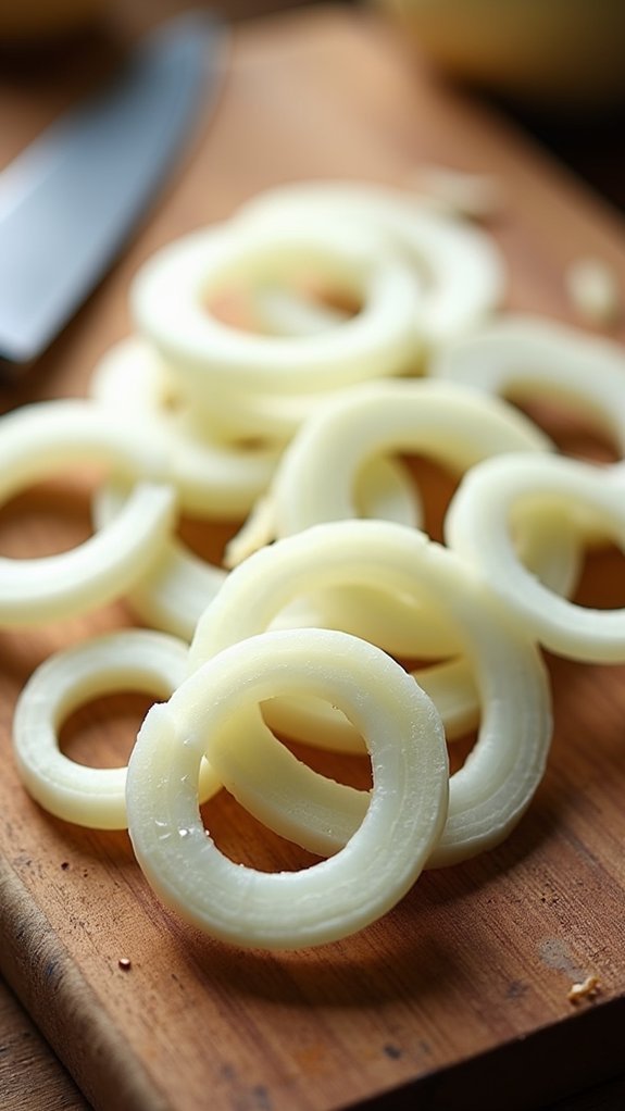 slice onions into rings