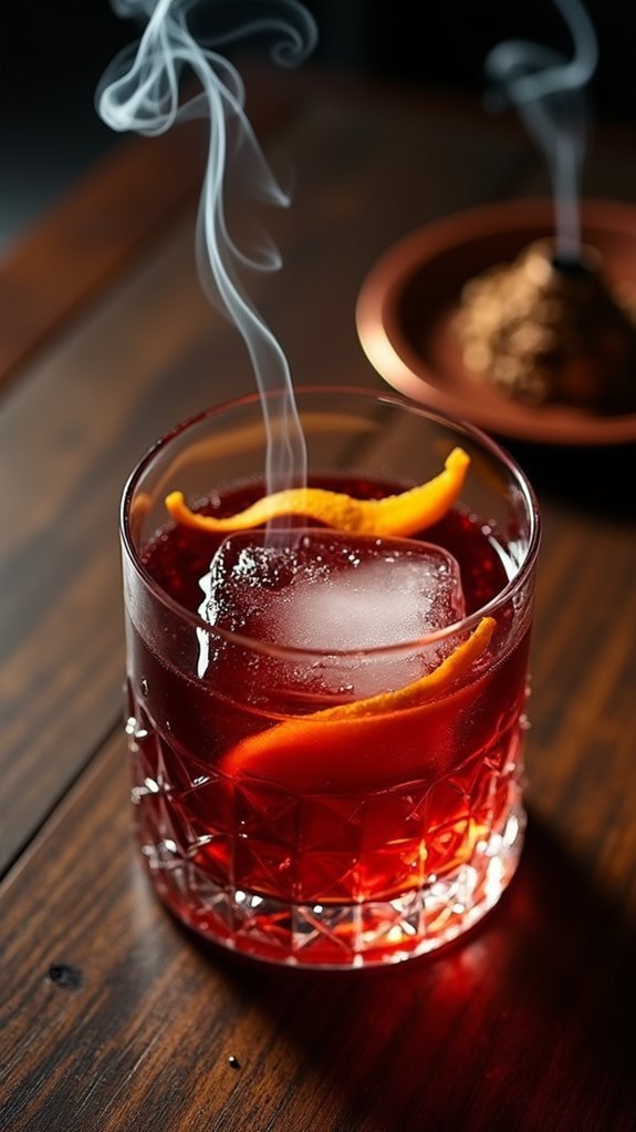 smoky cocktail with bitterness