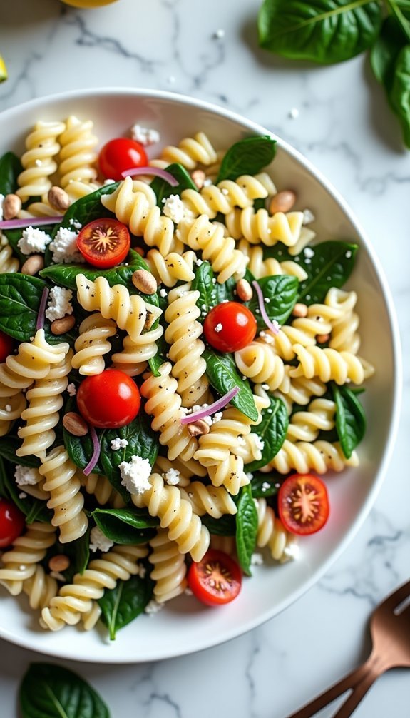 spinach artichoke pasta salad
