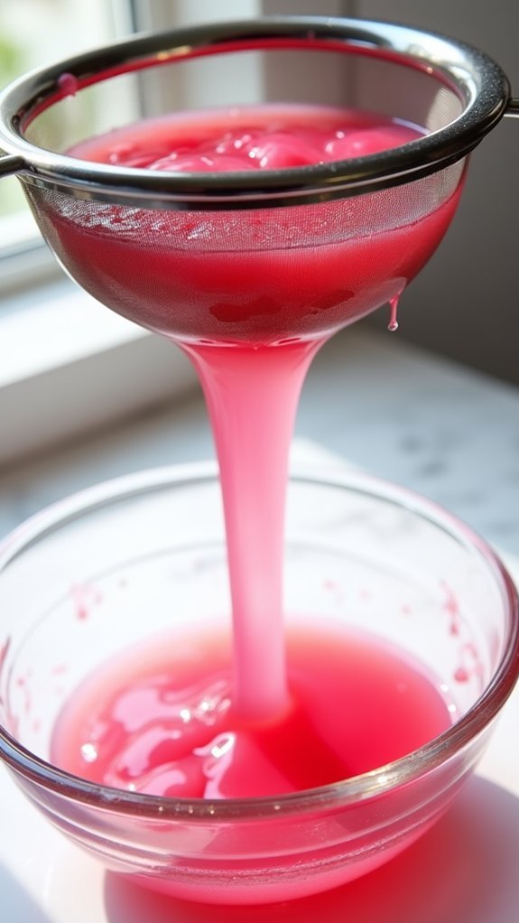 strain the rhubarb mixture