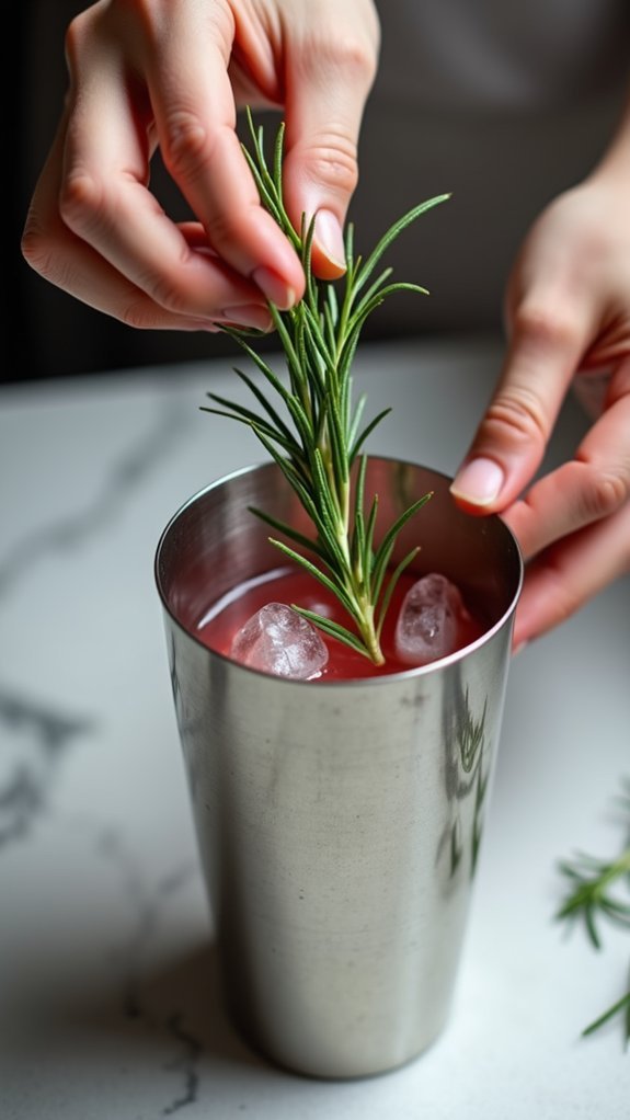 strip rosemary and add