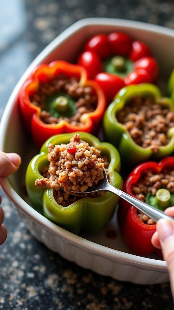 stuff peppers with mixture