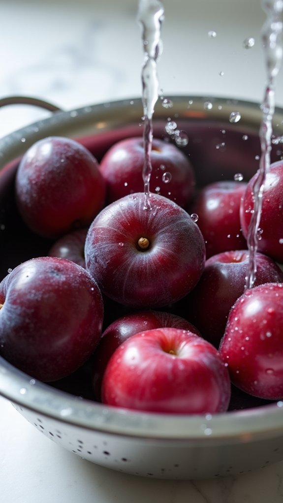 thoroughly wash the plums