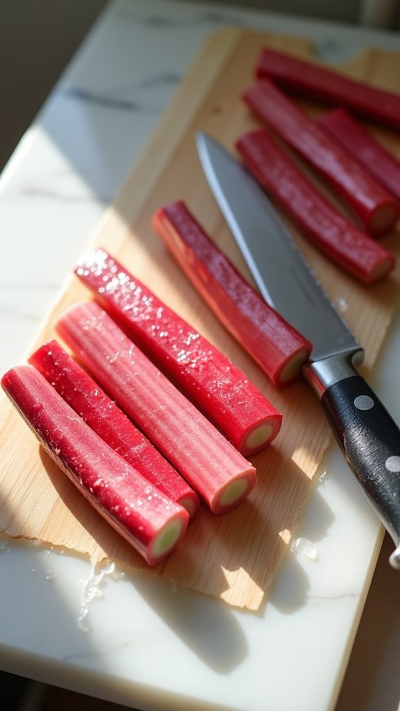 wash and chop rhubarb