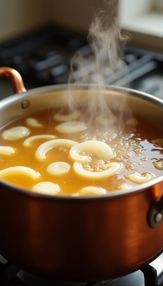 heat broth with onions