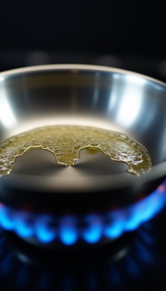 heat pan until shimmering