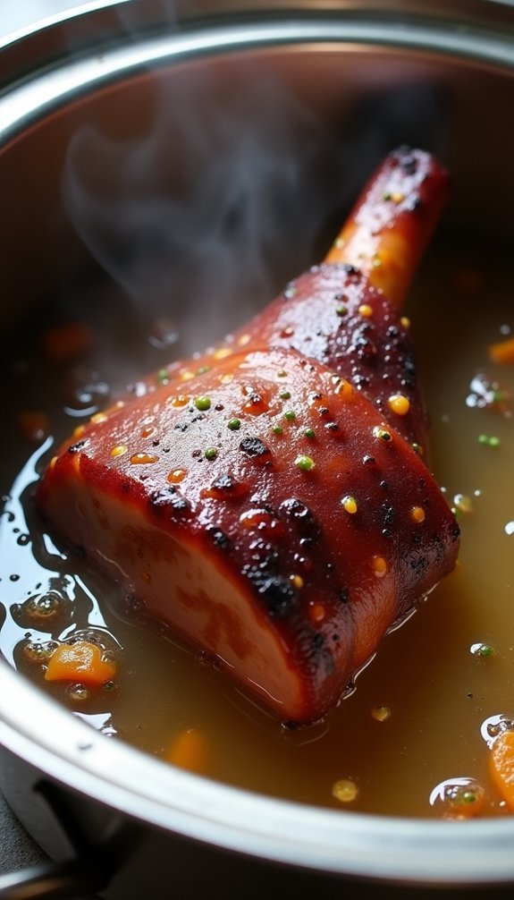 preparing the ham hock