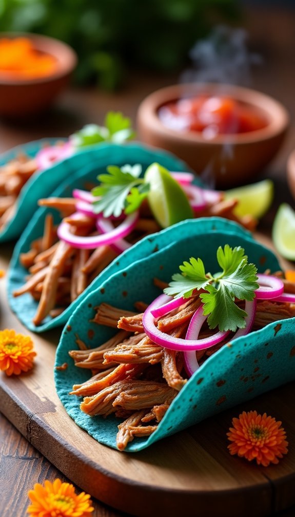 tacos with slow cooked pork